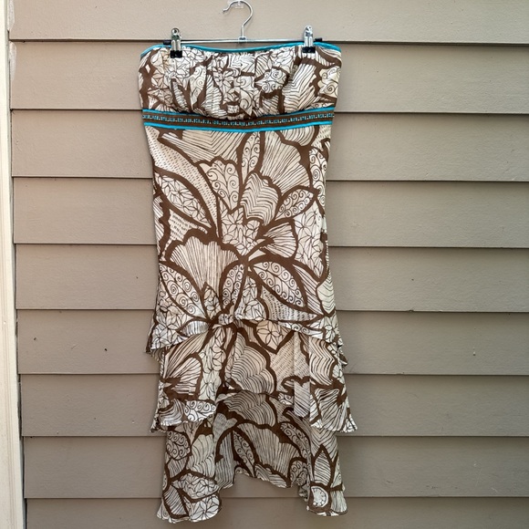 Signature by Sangria Dresses & Skirts - Signature by Sangria Strapless Dress with Brown and White Pattern